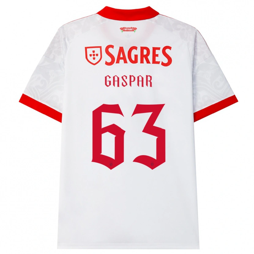 Danxen Homme Maillot Guilherme Gaspar #63 Blanc Rouge Jaune Tenues Extérieur 2026/27 T-Shirt