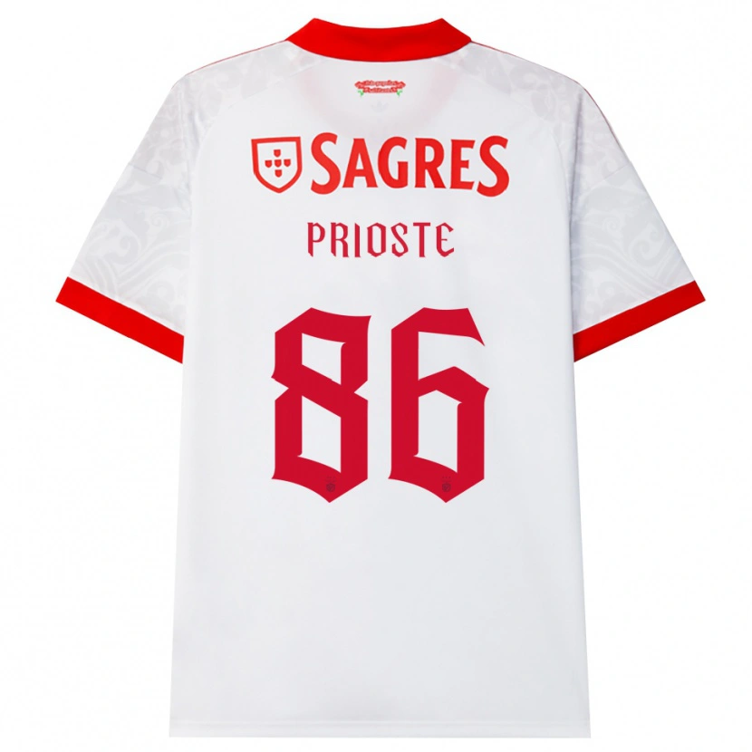 Danxen Homme Maillot Diogo Prioste #86 Blanc Rouge Jaune Tenues Extérieur 2026/27 T-Shirt