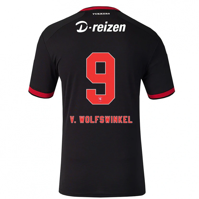 Danxen Homme Maillot Ricky Van Wolfswinkel #9 Rouge Blanc Noir Tenues Extérieur 2026/27 T-Shirt