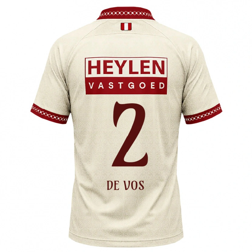 Danxen Homme Maillot Lucas De Vos #2 Beige Rouge Tenues Extérieur 2026/27 T-Shirt