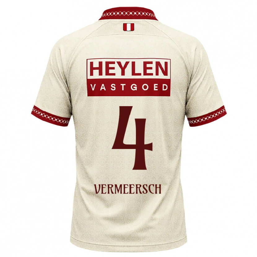 Danxen Homme Maillot Ryan Vermeersch #4 Beige Rouge Tenues Extérieur 2026/27 T-Shirt