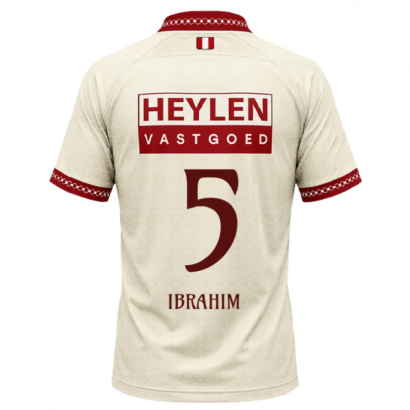 Danxen Homme Maillot Ilias Ibrahim #5 Beige Rouge Tenues Extérieur 2026/27 T-Shirt