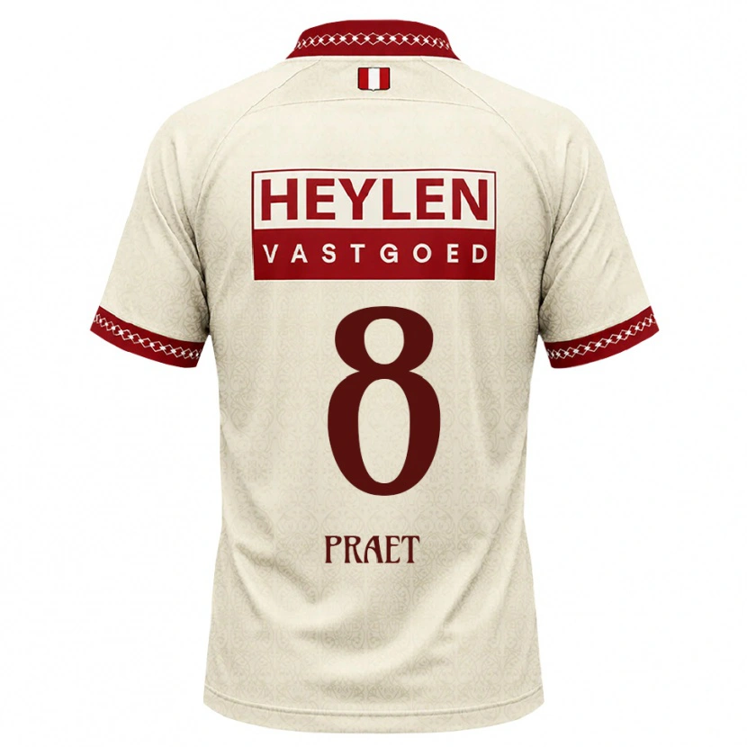 Danxen Homme Maillot Dennis Praet #8 Beige Rouge Tenues Extérieur 2026/27 T-Shirt