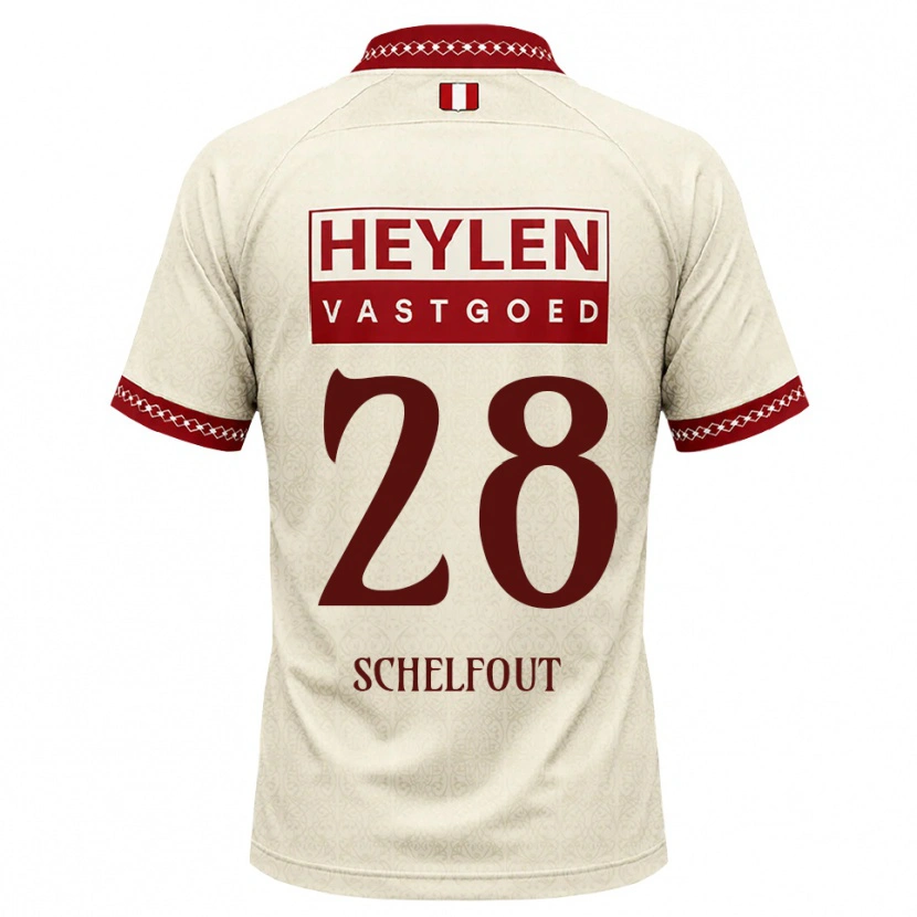Danxen Homme Maillot Luca Schelfhout #28 Beige Rouge Tenues Extérieur 2026/27 T-Shirt