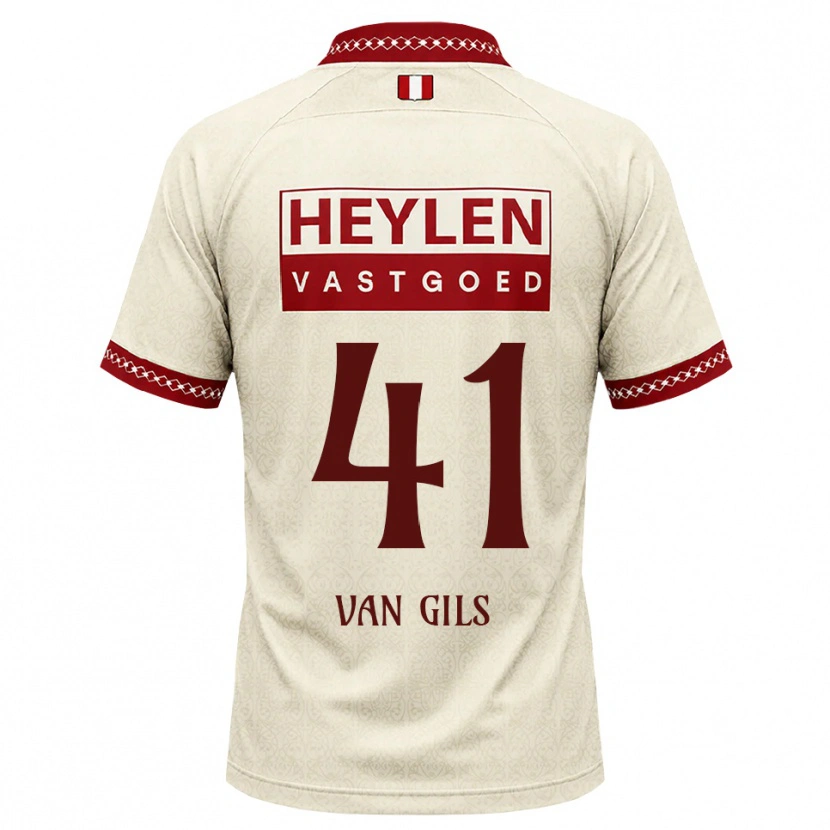Danxen Homme Maillot Mathis Van Gils #41 Beige Rouge Tenues Extérieur 2026/27 T-Shirt
