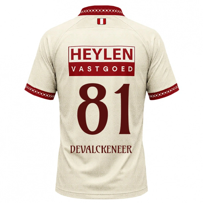 Danxen Homme Maillot Niels Devalckeneer #81 Beige Rouge Tenues Extérieur 2026/27 T-Shirt