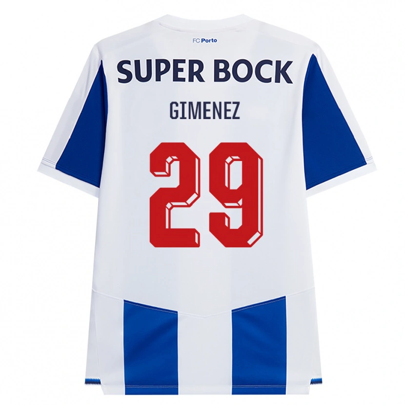 Danxen Homme Maillot Santiago Gimenez #29 Bleu Blanc Rouge Tenues Domicile 2026/27 T-Shirt