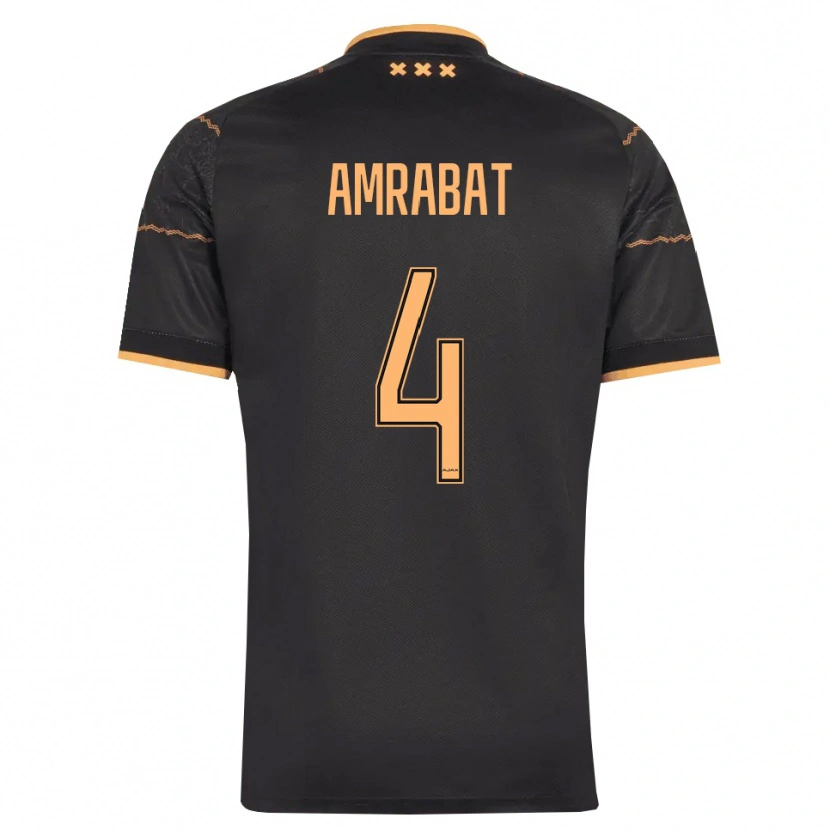 Danxen Homme Maillot Sofyan Amrabat #4 Noir Orange Tenues Extérieur 2026/27 T-Shirt