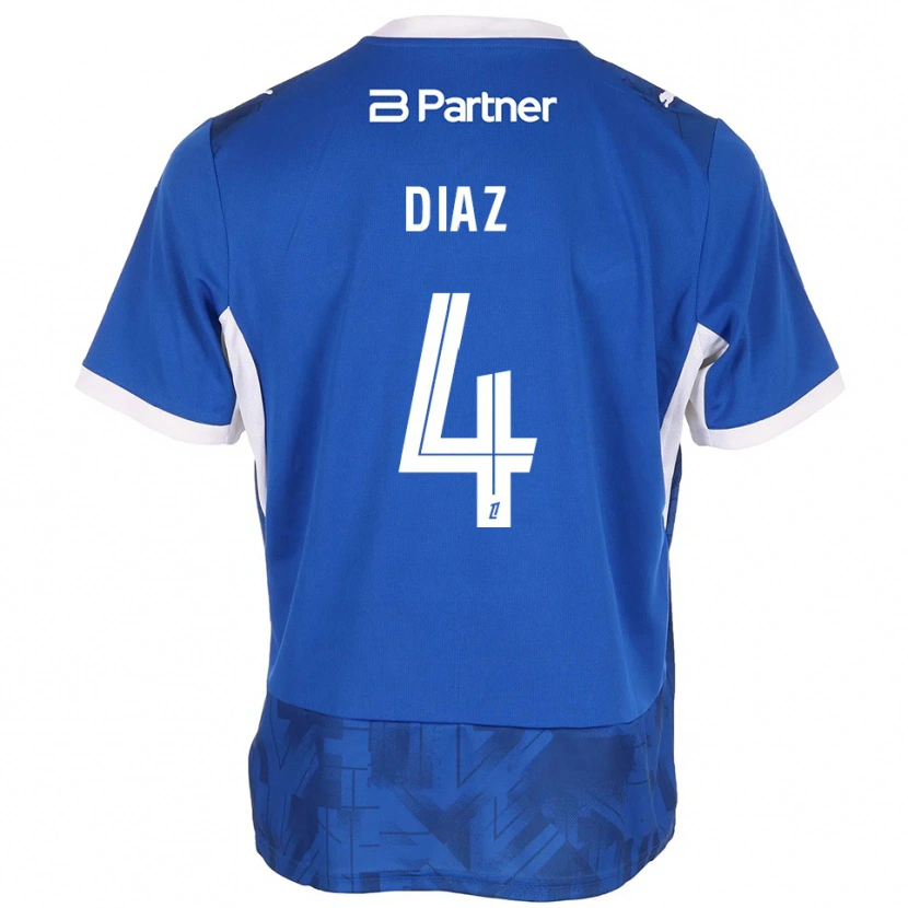 Danxen Femme Maillot Junior Diaz #4 Bleu Moyen Blanc Tenues Domicile 2026/27 T-Shirt