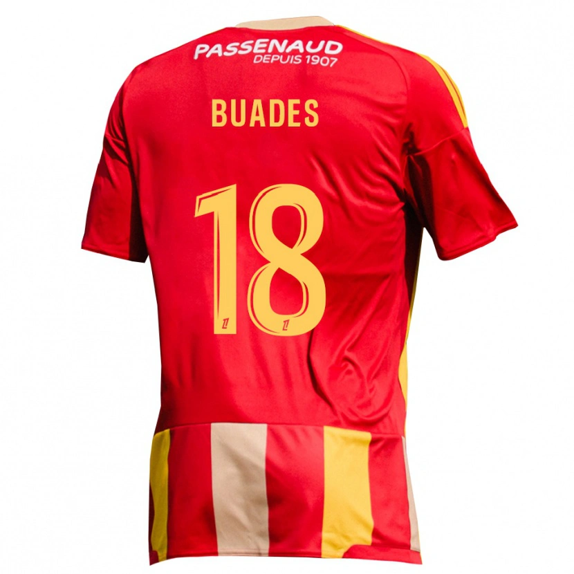 Danxen Femme Maillot Lucas Buades #18 Rouge Jaune Vert Tenues Domicile 2026/27 T-Shirt