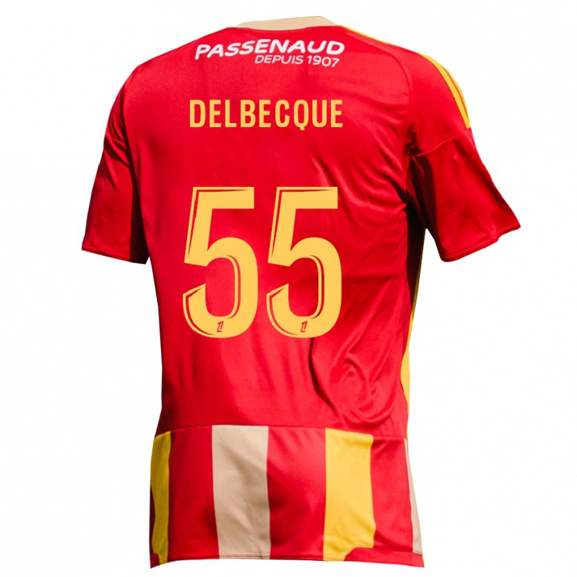 Danxen Femme Maillot Augustin Delbecque #55 Rouge Jaune Vert Tenues Domicile 2026/27 T-Shirt