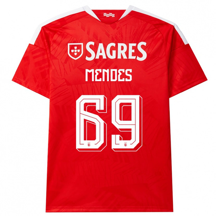 Danxen Femme Maillot Vladimir Mendes #69 Rouge Blanc Jaune Tenues Domicile 2026/27 T-Shirt