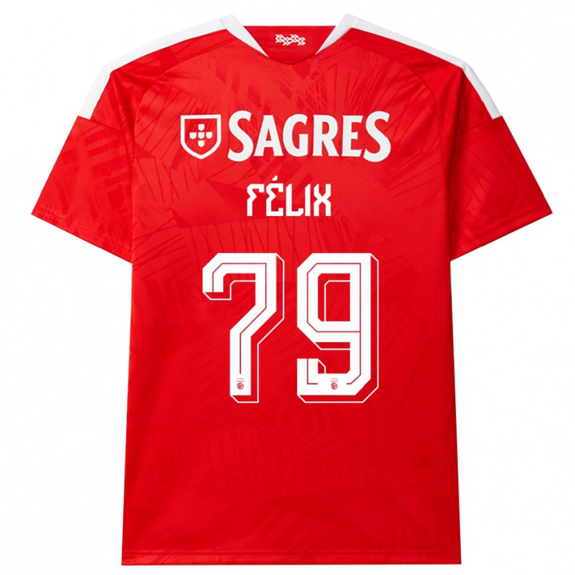 Danxen Femme Maillot Hugo Félix #79 Rouge Blanc Jaune Tenues Domicile 2026/27 T-Shirt