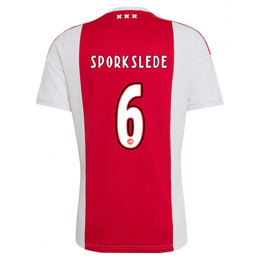 Danxen Femme Maillot Fabian Sporkslede #6 Rouge Blanc Jaune Tenues Domicile 2026/27 T-Shirt