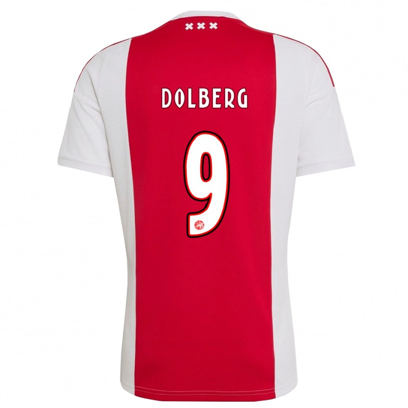Danxen Femme Maillot Kasper Dolberg #9 Rouge Blanc Jaune Tenues Domicile 2026/27 T-Shirt