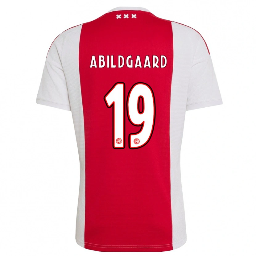 Danxen Femme Maillot Lasse Abildgaard #19 Rouge Blanc Jaune Tenues Domicile 2026/27 T-Shirt