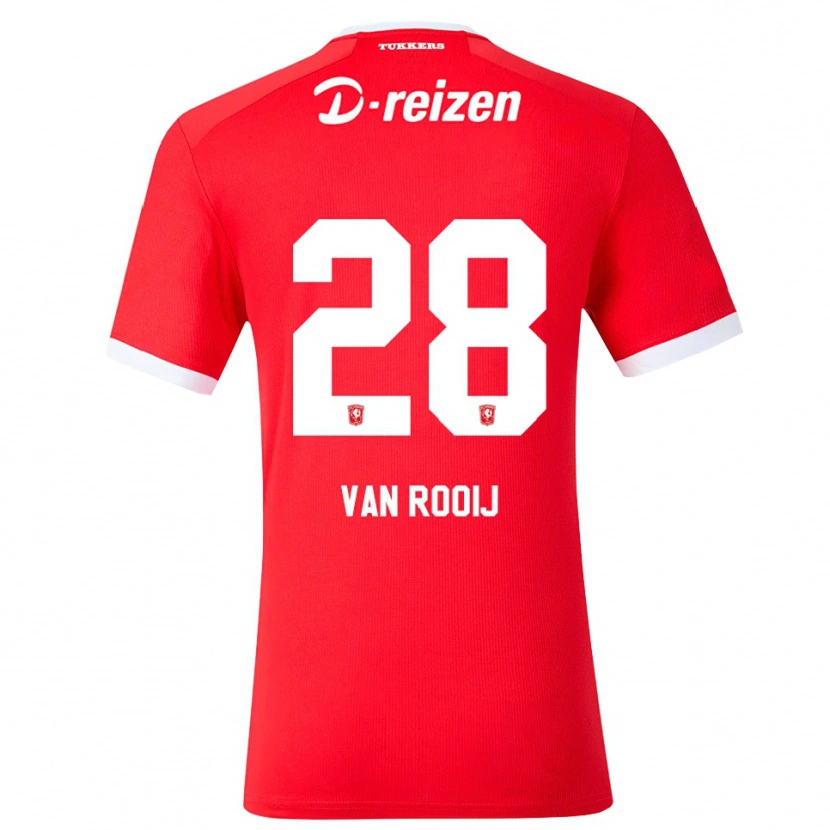 Danxen Femme Maillot Bart Van Rooij #28 Rouge Blanc Tenues Domicile 2026/27 T-Shirt