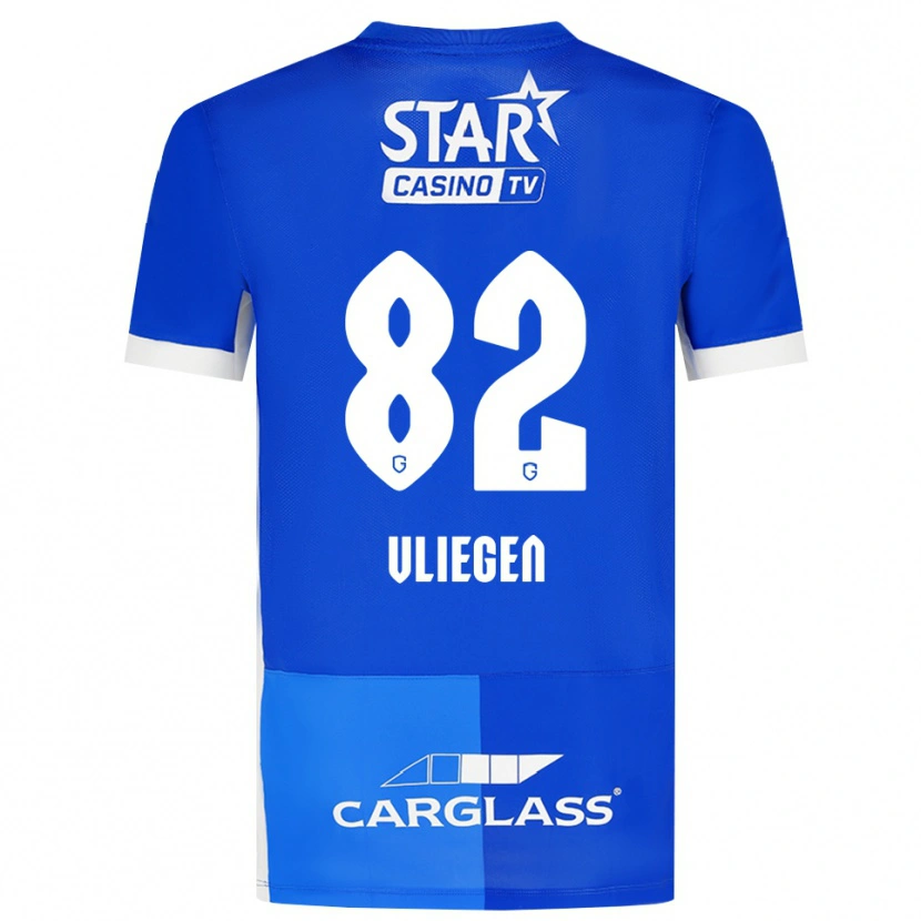 Danxen Femme Maillot Olivier Vliegen #82 Bleu Moyen Royalbleu Blanc Tenues Domicile 2026/27 T-Shirt