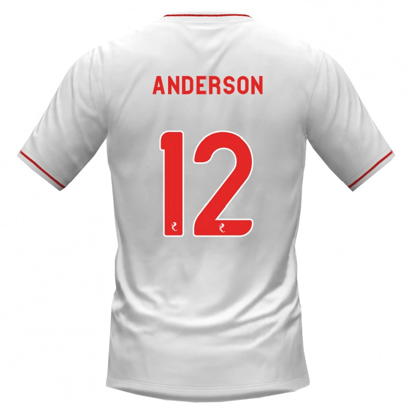 Danxen Femme Maillot Rhys Anderson #12 Blanc Rouge Tenues Extérieur 2026/27 T-Shirt