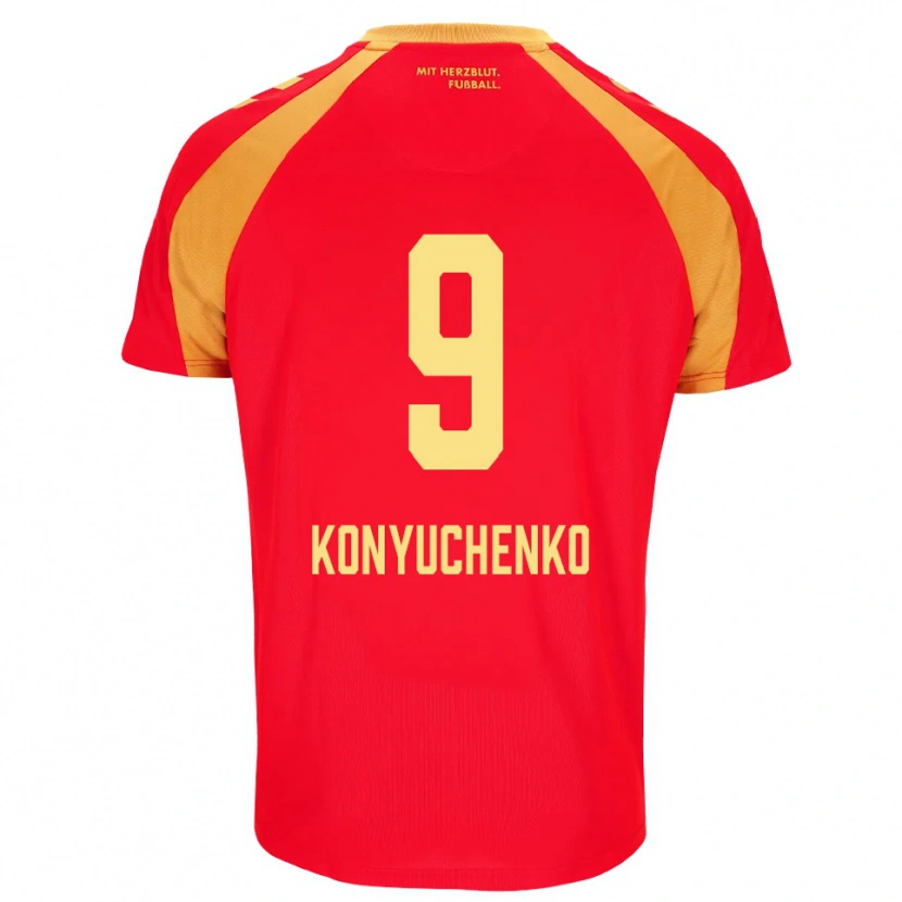 Danxen Femme Maillot Yehor Konyuchenko #9 Rouge Orange Noir Tenues Extérieur 2026/27 T-Shirt
