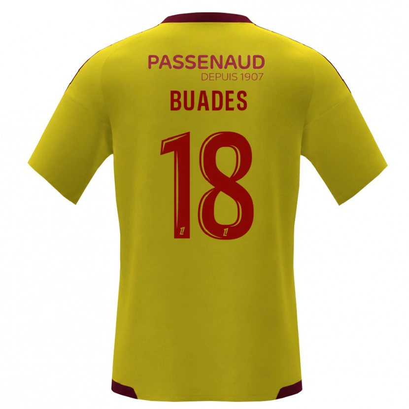 Danxen Femme Maillot Lucas Buades #18 Jaune Rouge Vert Tenues Extérieur 2026/27 T-Shirt