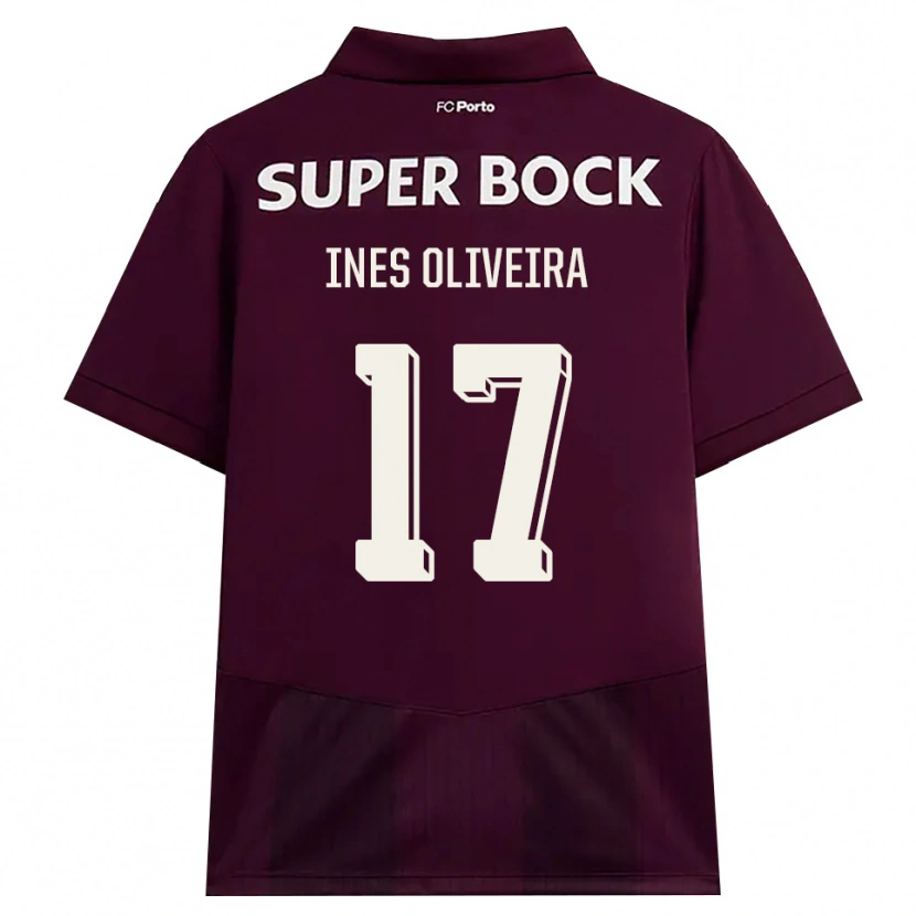 Danxen Femme Maillot Inês Oliveira #17 Bourgogne Blanc Tenues Extérieur 2026/27 T-Shirt