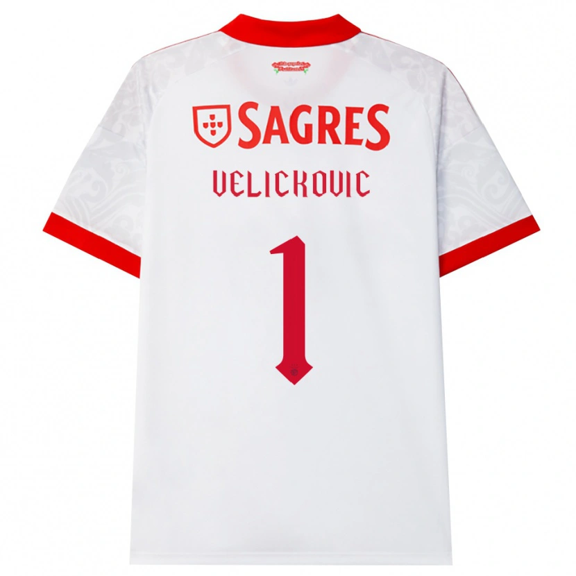 Danxen Femme Maillot Luka Velickovic #1 Blanc Rouge Jaune Tenues Extérieur 2026/27 T-Shirt