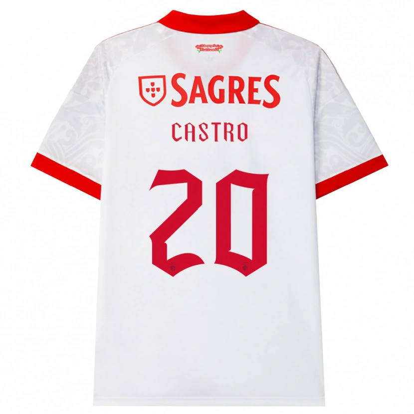 Danxen Femme Maillot Guilherme Castro #20 Blanc Rouge Jaune Tenues Extérieur 2026/27 T-Shirt