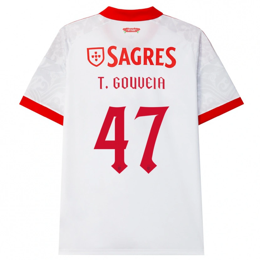 Danxen Femme Maillot Tiago Gouveia #47 Blanc Rouge Jaune Tenues Extérieur 2026/27 T-Shirt