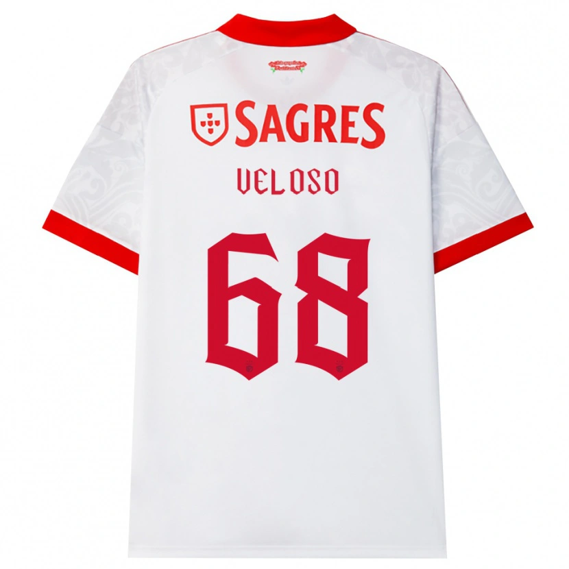 Danxen Femme Maillot João Veloso #68 Blanc Rouge Jaune Tenues Extérieur 2026/27 T-Shirt