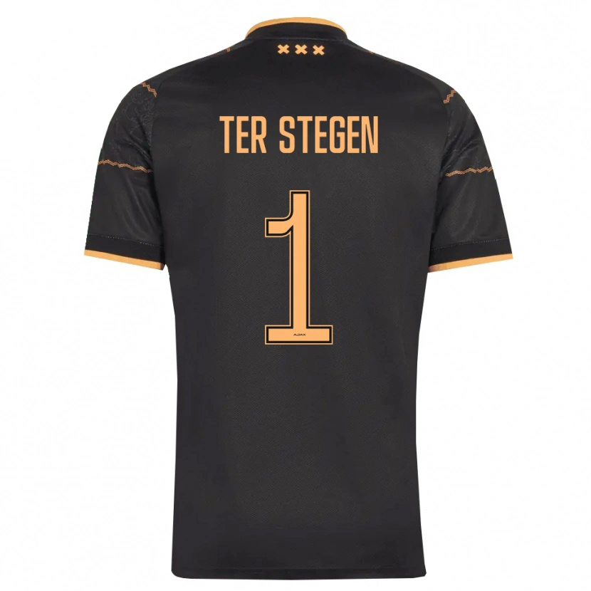 Danxen Femme Maillot Marc-André Ter Stegen #1 Noir Orange Tenues Extérieur 2026/27 T-Shirt