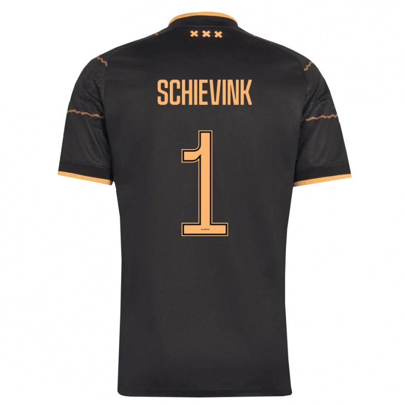 Danxen Femme Maillot Floris Schievink #1 Noir Orange Tenues Extérieur 2026/27 T-Shirt