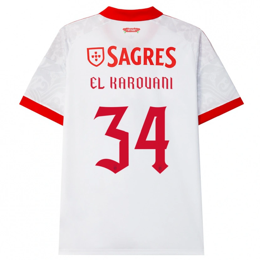 Danxen Femme Maillot Souffian El Karouani #34 Blanc Rouge Jaune Tenues Extérieur 2026/27 T-Shirt