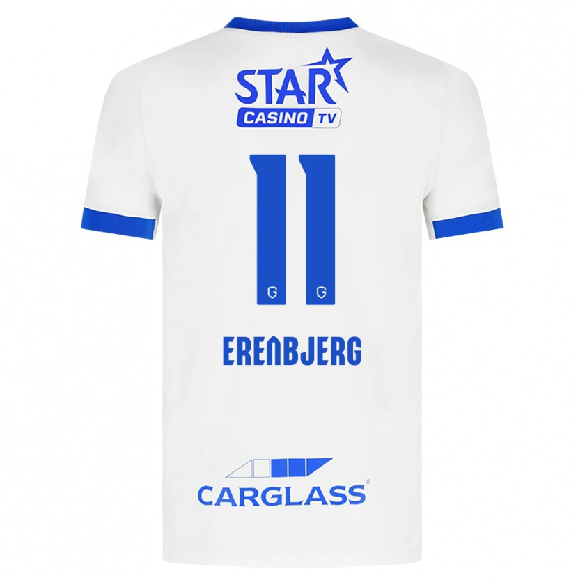Danxen Femme Maillot Jeppe Erenbjerg #11 Blanc Bleu Tenues Extérieur 2026/27 T-Shirt