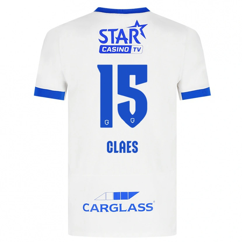 Danxen Femme Maillot Thomas Claes #15 Blanc Bleu Tenues Extérieur 2026/27 T-Shirt