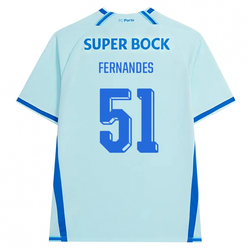 Danxen Femme Maillot Diogo Fernandes #51 Cyan Clair Bleu Troisieme 2026/27 T-Shirt