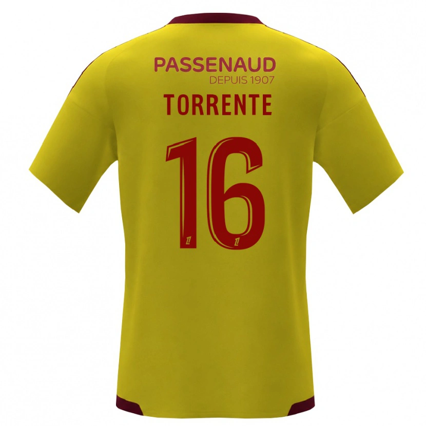 Danxen Femme Maillot Raúl Torrente #16 Jaune Rouge Vert Tenues Extérieur 2026/27 T-Shirt