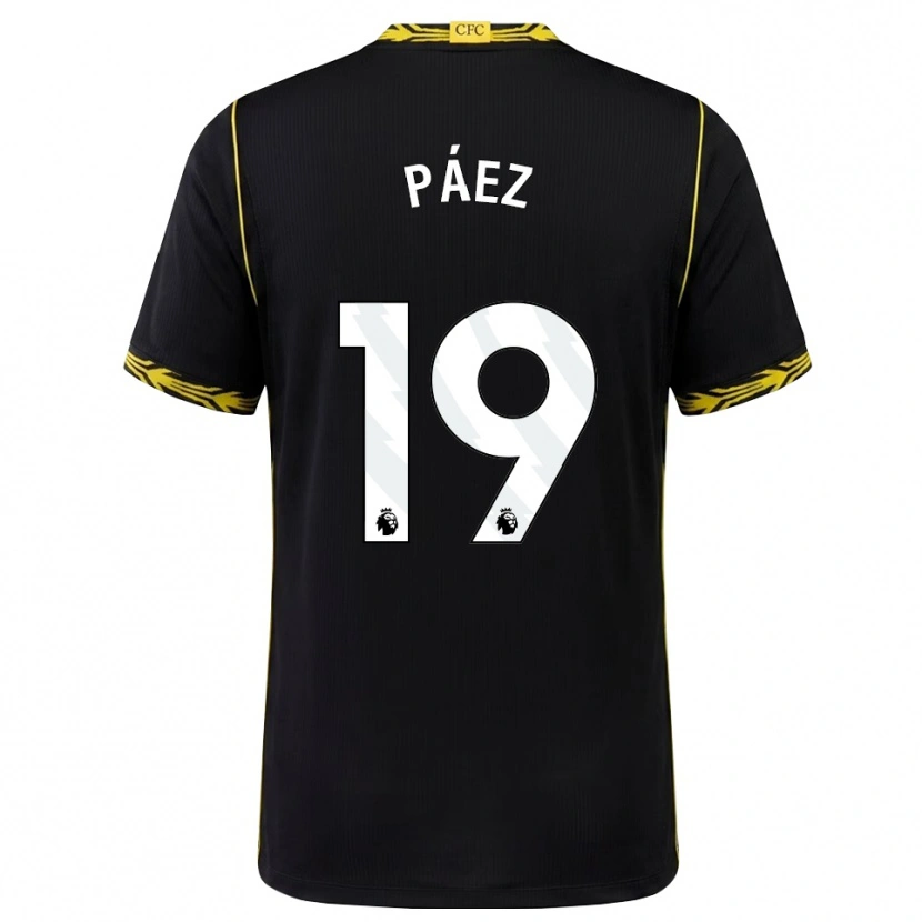 Danxen Enfant Maillot Kendry Páez #19 Noir Jaune Tenues Extérieur 2026/27 T-Shirt