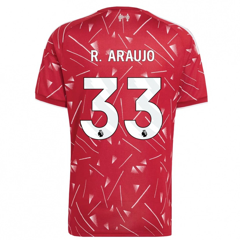 Danxen Enfant Maillot Ronald Araujo #33 Blanc Rouge Tenues Domicile 2026/27 T-Shirt