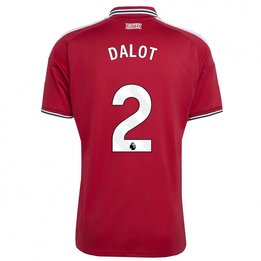 Danxen Enfant Maillot Diogo Dalot #2 Rouge Jaune Blanc Tenues Domicile 2026/27 T-Shirt