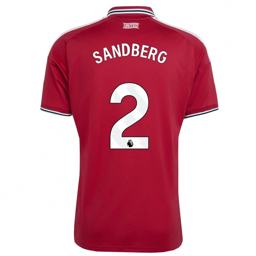 Danxen Enfant Maillot Anna Sandberg #2 Rouge Jaune Blanc Tenues Domicile 2026/27 T-Shirt