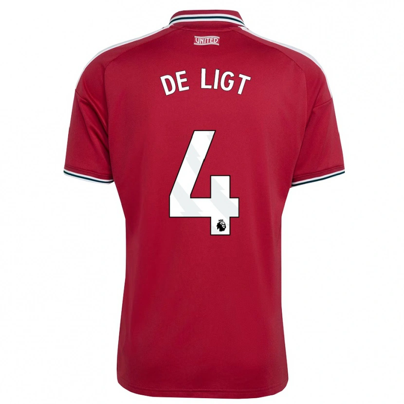 Danxen Enfant Maillot Matthijs De Ligt #4 Rouge Jaune Blanc Tenues Domicile 2026/27 T-Shirt