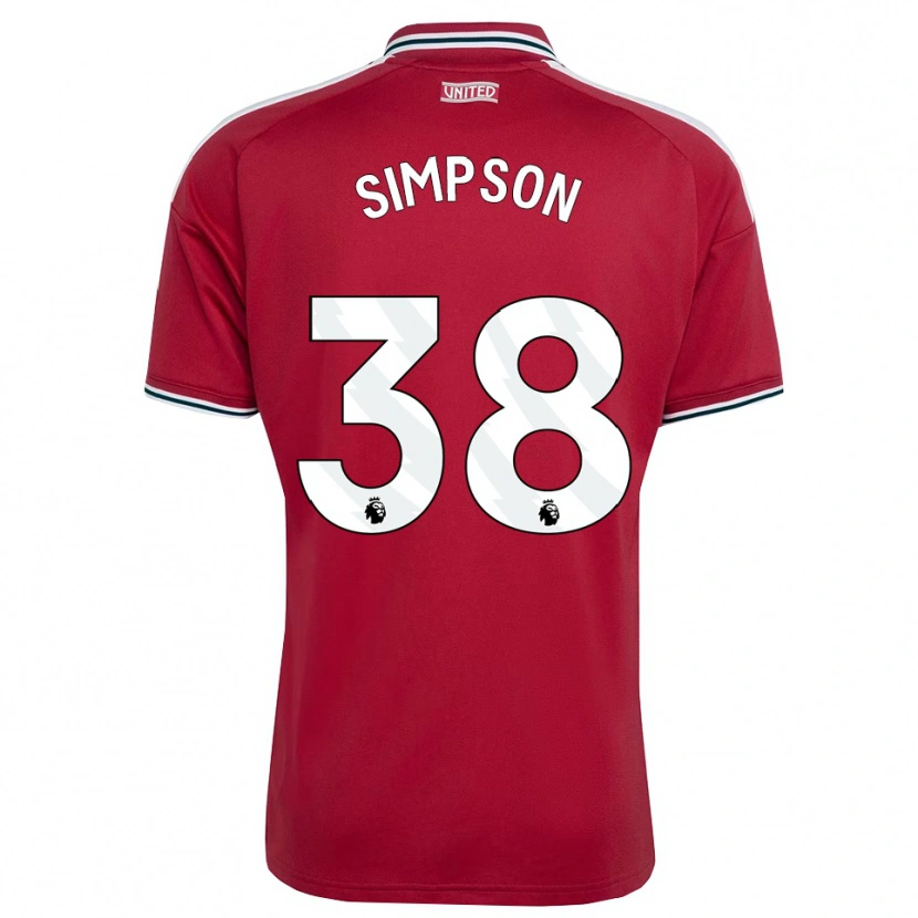 Danxen Enfant Maillot Jess Simpson #38 Rouge Jaune Blanc Tenues Domicile 2026/27 T-Shirt