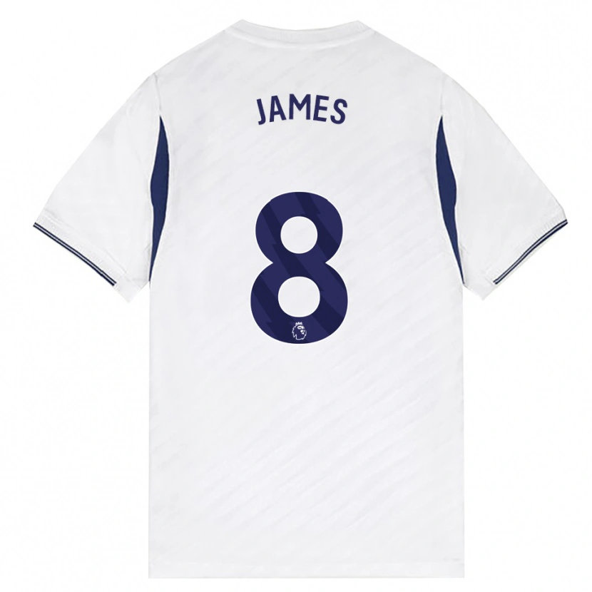 Danxen Enfant Maillot Angharad James #8 Blanc Rouge Violet Tenues Domicile 2026/27 T-Shirt