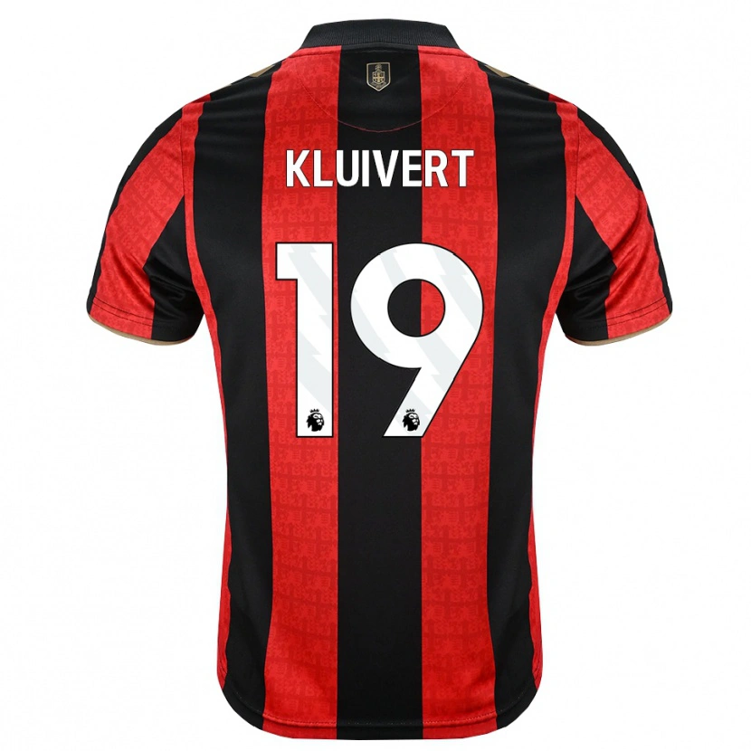 Danxen Enfant Maillot Justin Kluivert #19 Goldenrod Rouge Noir Tenues Domicile 2026/27 T-Shirt
