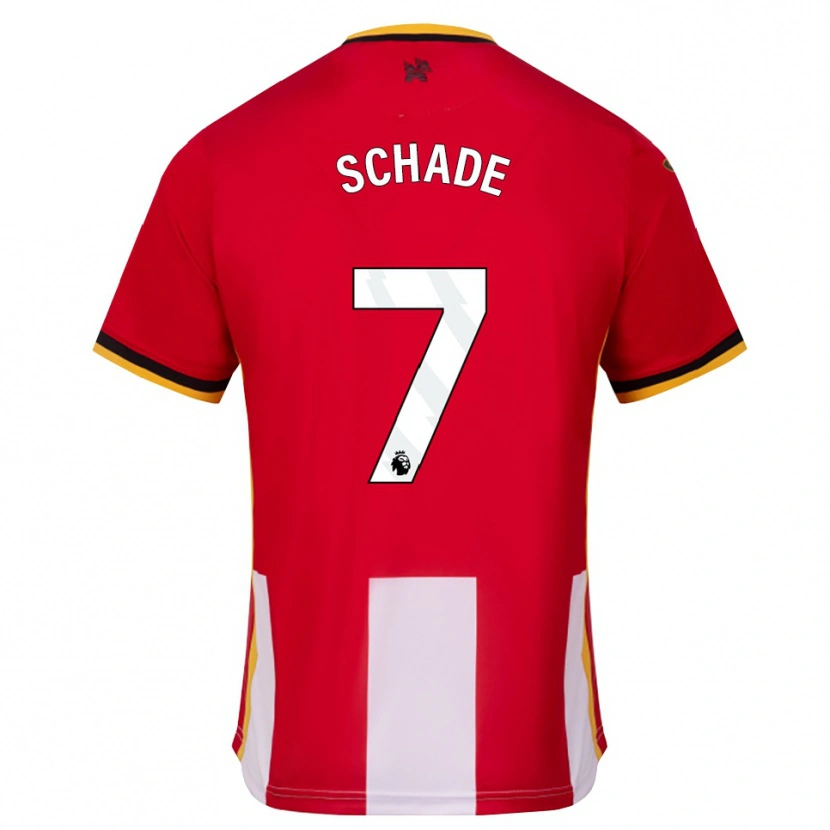 Danxen Enfant Maillot Kevin Schade #7 Jaune Noir Rouge Tenues Domicile 2026/27 T-Shirt