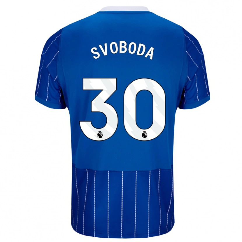 Danxen Enfant Maillot Michael Svoboda #30 Bleu Moyen Blanc Tenues Domicile 2026/27 T-Shirt