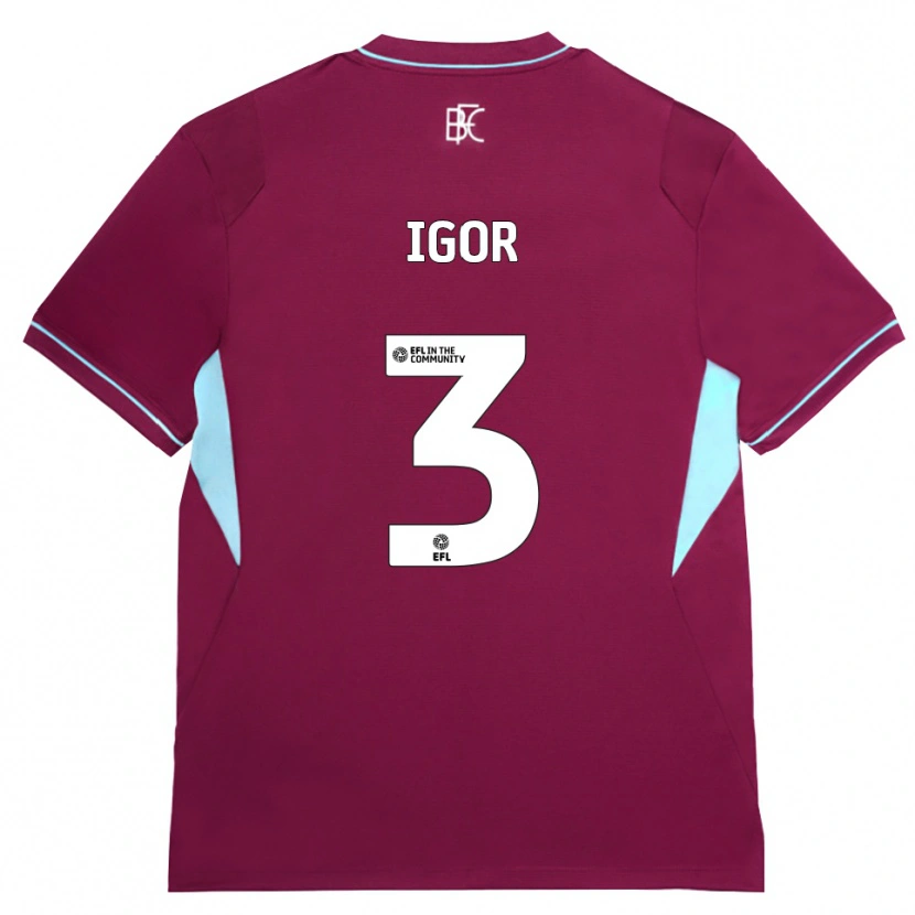 Danxen Enfant Maillot Igor Julio #3 Bourgogne Vert Tenues Domicile 2026/27 T-Shirt