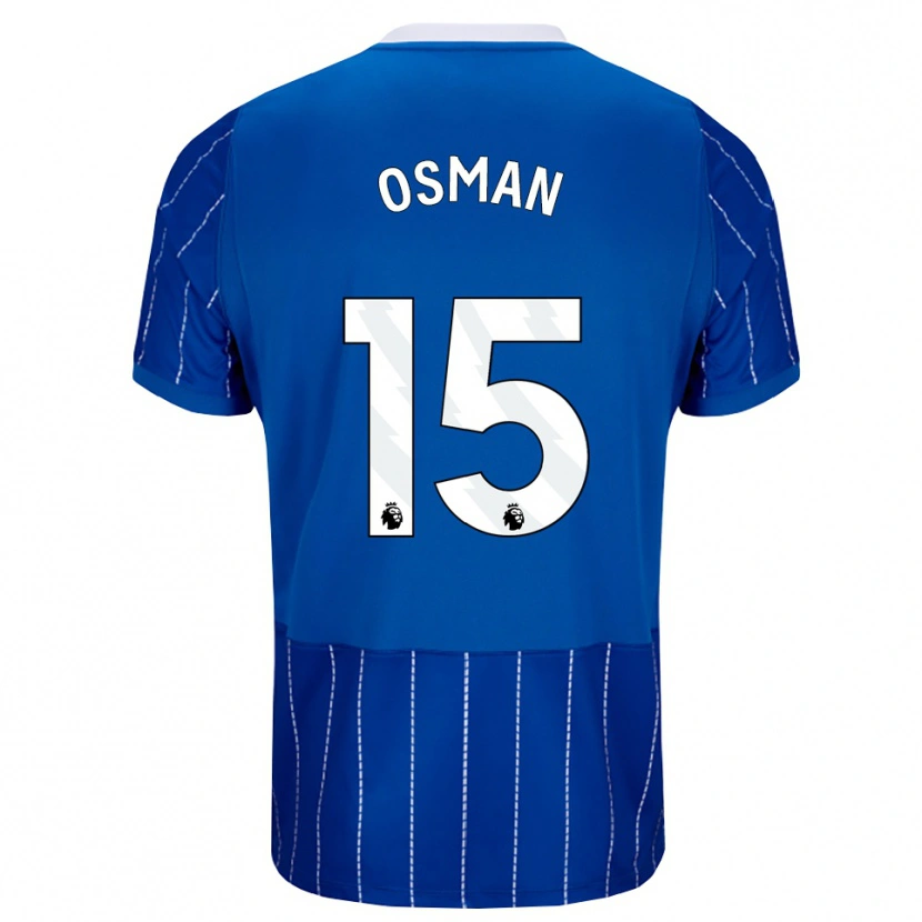 Danxen Enfant Maillot Ibrahim Osman #15 Bleu Moyen Blanc Tenues Domicile 2026/27 T-Shirt