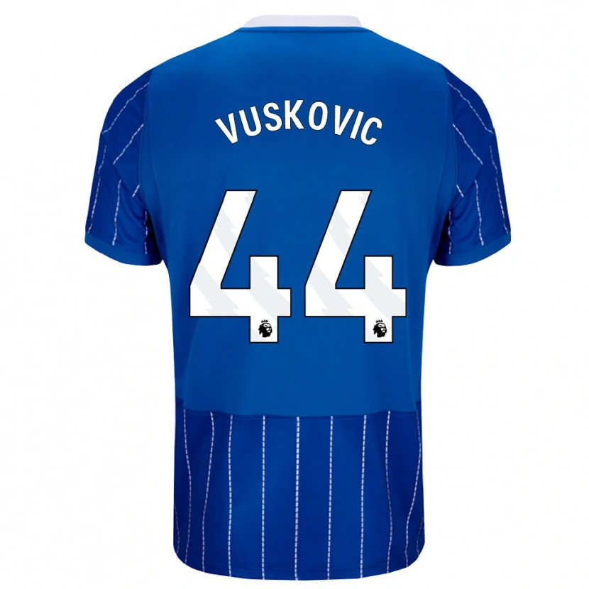 Danxen Enfant Maillot Luka Vuskovic #44 Bleu Moyen Blanc Tenues Domicile 2026/27 T-Shirt